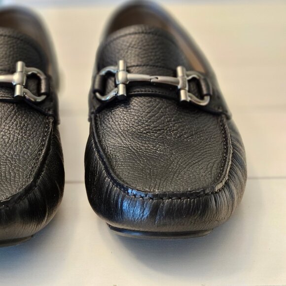 Ferragamo Black Leather Driver with Gancini Ornament Size 10 EE (10.5 to 11US) - Picture 5 of 16